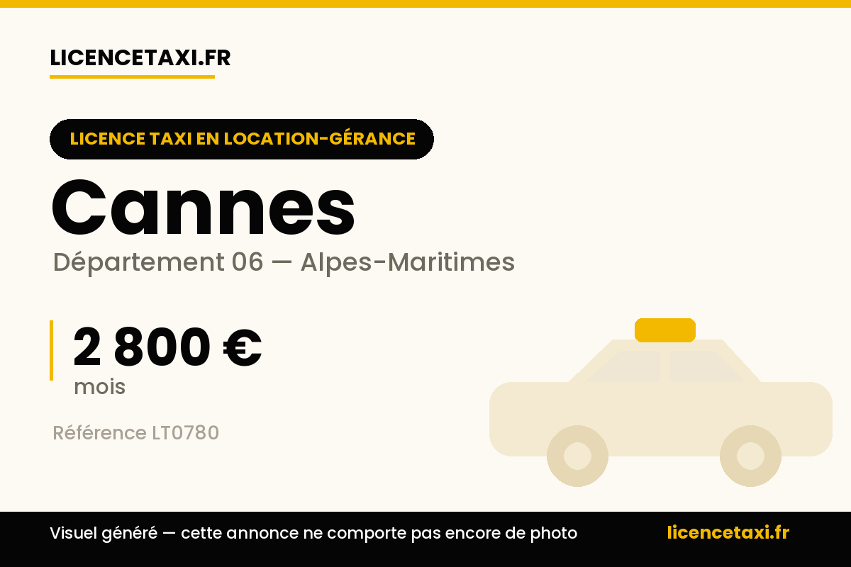 Licence taxi a louer à Cannes