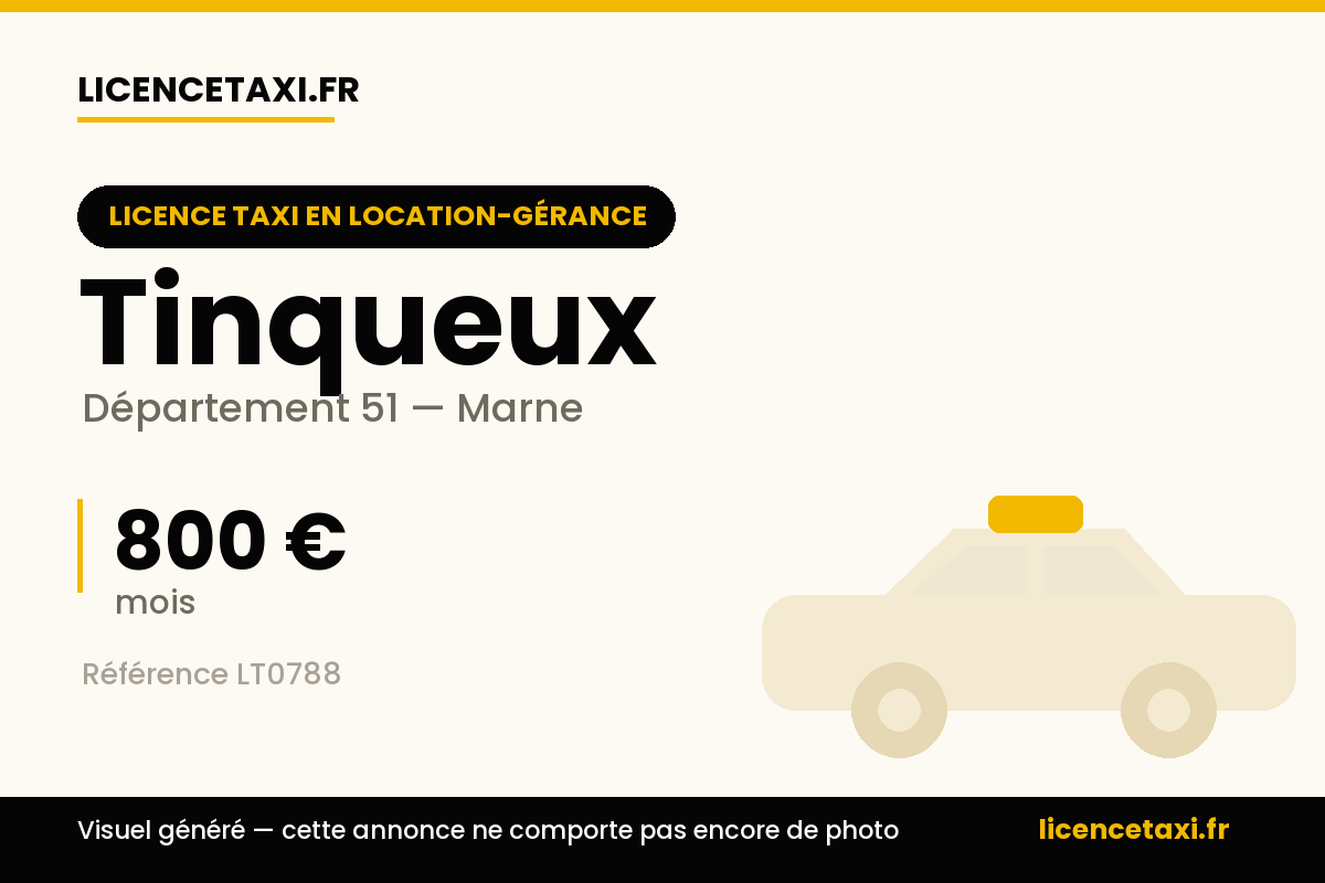 Location-gérance licence taxi Bezannes 800 euros HT