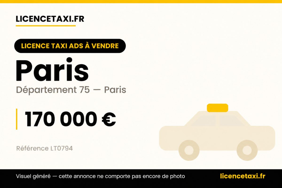 Licence de taxi parisien (ADS) à vendre – Paris